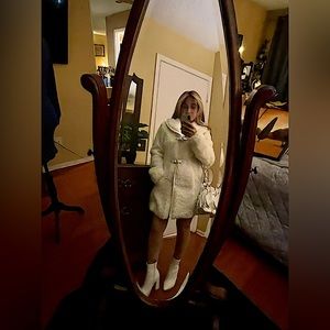 Catherine Malandrino cream colored teddy coat. Line and very warm/stylish